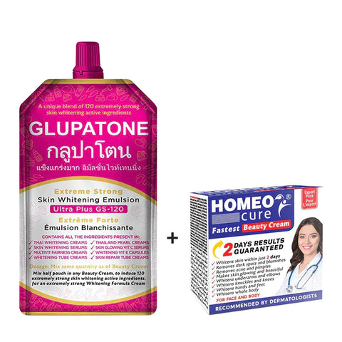 GLUPATONE Whitening Emulsion Cream 50ml With Homeo Cure Cream
